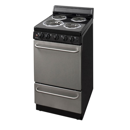 Premier Electric Range, 20 inW x 40 inH x 24.5 inD, 2.42 cu. ft. Oven, Coil Top Stove, Stainless Steel Front 805696