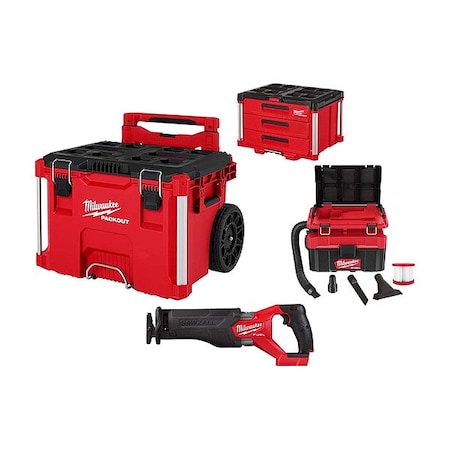 Milwaukee Tool Rolling Toolbox + 3Drawer+Vacuum+Sawzall 48-22-8427, 48-22-8443, 0970-20, 2821-20