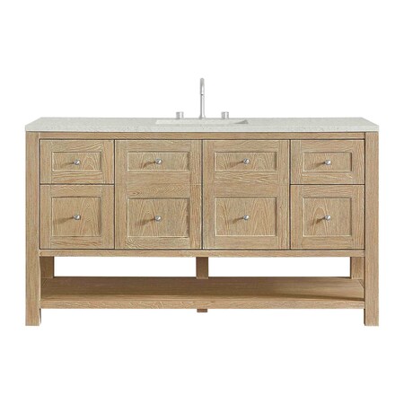 James Martin Vanities Breckenridge 60 in. Single Vanity, Whitewashed Oak, w/ 3 CM Lime Delight Quartz Top 330-V60S-WWO-3LDL