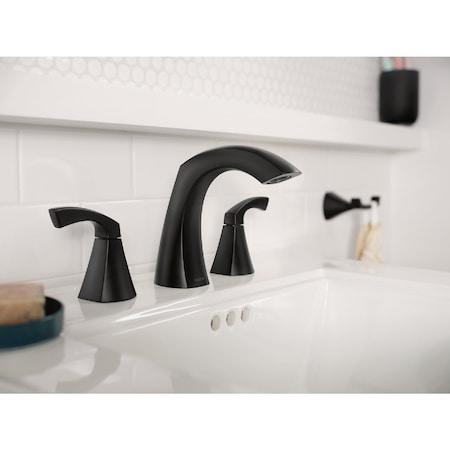 Moen Lindor 2-Handle Lever Widespread Bathroom Faucet Matte Black 84504BL