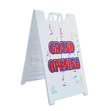 Signmission Grand Opening, A-Frame & 2 Decals Installed, Heavy-Duty Plastic Frame SBHD-D-2436-Grand Opening