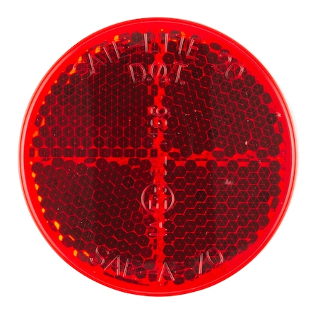 Grote Reflector, Stick-On, Red, Round, Dia 2 In 41002