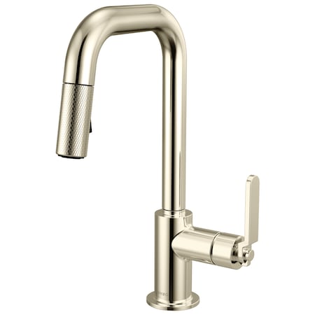 Brizo Litze Pull-Down Prep Faucet with Square Spout, Industrial Handle Polished Nickel 63954LF-PN