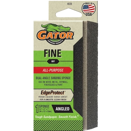 Gator 4638 Sanding Sponge, 5 in L, 212 in W, Fine, Aluminum Oxide Abrasive 4638GA