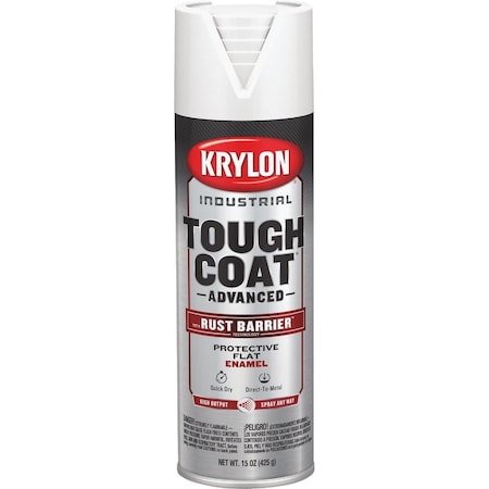 Krylon Industrial Tough Coat 15 Oz. Flat White Rust Barrier Spray Enamel K00909008