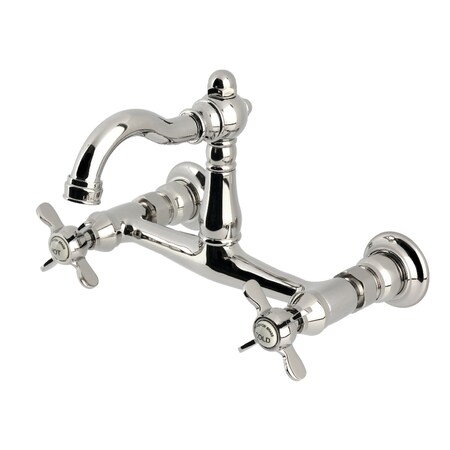 Kingston Brass Two-Handle Wall Mount Bridge Kitchen Faucet, Polished Nickel KS3256BEX