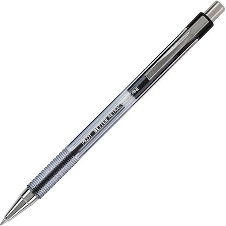 Pilot Better Retractable Ballpoint Pen, Refillable, Non-Slip Grip, Fine, Black Ink, Dozen 30000