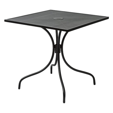 Bfm Seating Barnegat Dining Height Table 36x36 E-Coated, Powder Coated Micro-Mesh Steel - Black - Umbrella hole SU3636BL-D