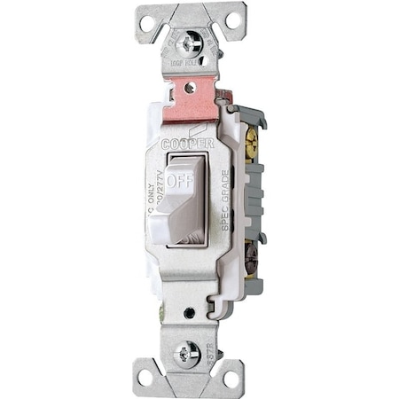 Eaton Wiring Devices Toggle Switch, 20 A, 120/277 V, 3 -Position, Lead Wire Terminal, Nylon Housing Material CS320W