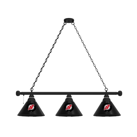 Holland Bar Stool Co New Jersey Devils 3 Shade Billiard Light, Black Fixture BL3BKNJDevl