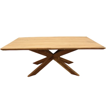 Homeroots 79" Natural Solid Wood Pedestal Base Dining Table 488687