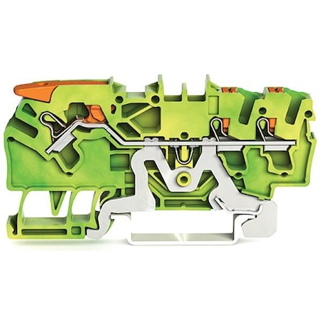 Wago Terminal Block, 2.84" L, Green; Yellow 2102-5307
