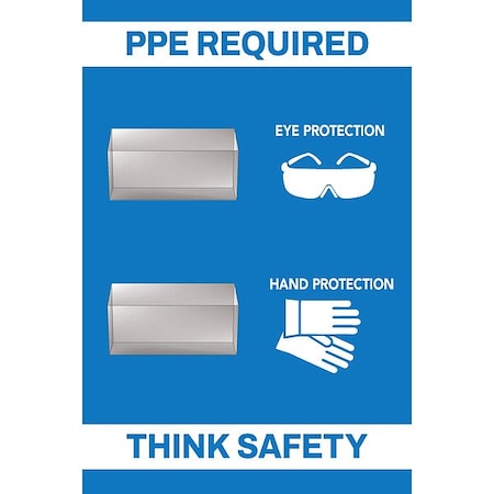 Visual Workplace PPE Shadow Board, Blue, 24 in H 30-1910-3624-P50801
