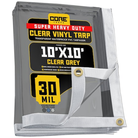 Core Tarps Tarp, 10 ft x 10 ft, 30 Mil, Clear, Polyethylene, UV Resistant CT-202-10X10