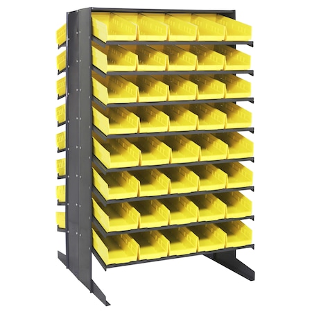 Quantum Storage Systems DOUBLE SIDED PICK RACK W/80 YELLOW BINS QPRD-104YL