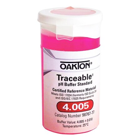 Cole Parmer Traceable pH Buffer Standards, 4.005 pH Value, 6 Single Use 100ml Containers, 6PK 844287
