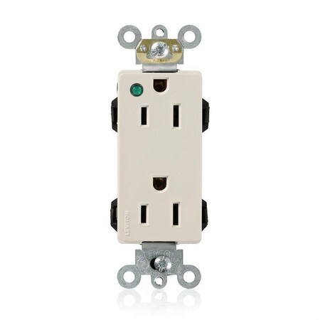 Leviton Straight Blade Receptacle, 5-15R, 15 A, 125V AC, Flush Mount, Self-Grounded M1626-PLT
