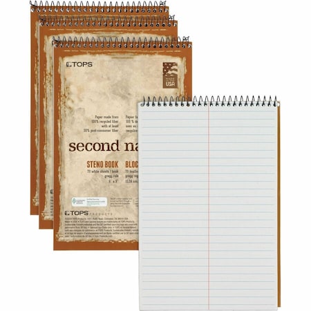 Tops Business Forms Second Nature Gregg Ruled Spiral Steno Notebook, 6x9, 70 White Sheets 74690
