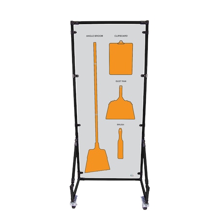 5S Supplies Housekeeping Shadow Board Broom Station V13, Gray / Orange, Kit + Stand, No Text HSB-V13-GRAY/ORANGE-KIT-STAND-NO TEXT