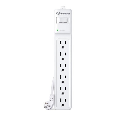 Cyberpower OutletStrip, White, 9-23/32in, 6Outlets B6012