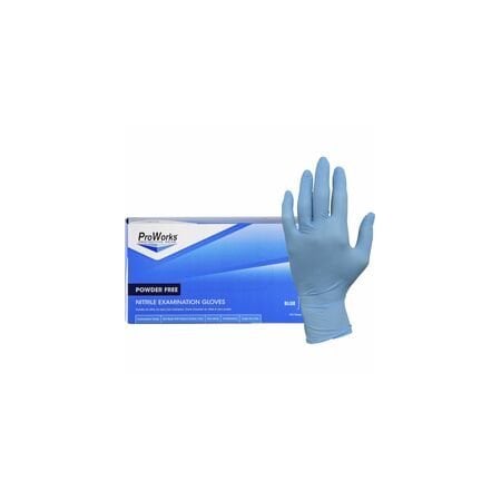 Proworks NPF Nitrile Powder Free Exam Gloves, 5.5 mil Thickness x 9.50in Glove L, Large Size, For, 10PK GL-N106FL