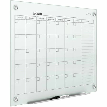 Quartet Calendar Planning Board, Glass, 36 in, 48 in, No Frame Frame, White, Gloss GC4836F
