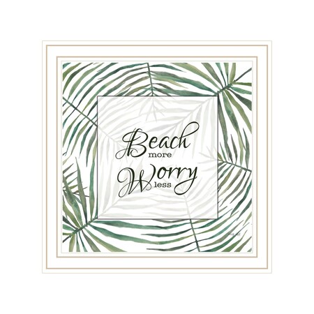 Homeroots BEACH MORE WORRY LESS White Framed Print Wall Art 529749