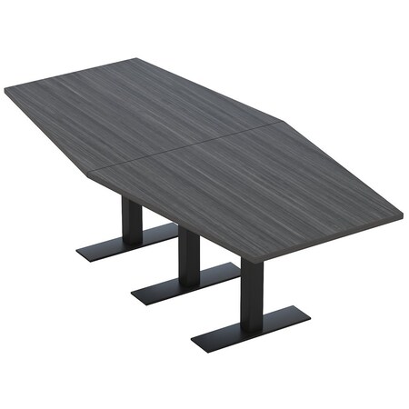 Skutchi Designs 8ft Hexagon Conference Table With Power | Harmony Series | 8 Person Meeting Room Table HAR-HEX.IR-48X96-T.BK-WA7949-NA