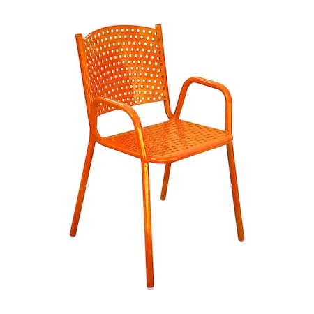 Leisure Craft 31 5/8" Tall Dining Height Stackable Perforated Chair, Orange C1-PERF-ORANGE