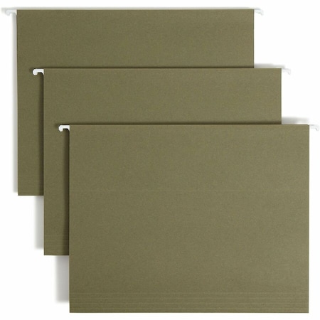 Smead Recycled Hanging File Folders, 1/5 Tab, 11 Point Stock, Letter, Green, 25/Box 65001