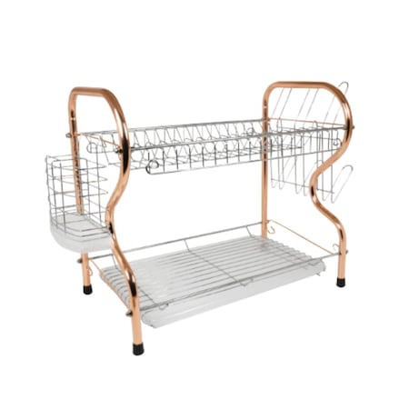 Better Chef 16' 2-Level Chrome-Plated R-Shaped Dish Rack - Copper DR-167-RACK16-CP