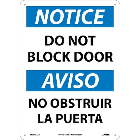 Nmc Notice Do Not Block Door Sign - Bilingual, ESN372AB ESN372AB