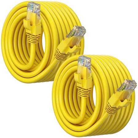 Maximm Cat6 Ethernet Cable 30ft 10Gbps 550MHz UTP, 2PK, Yellow, 2PK CAT6-CCA-30FTYEL-2PK