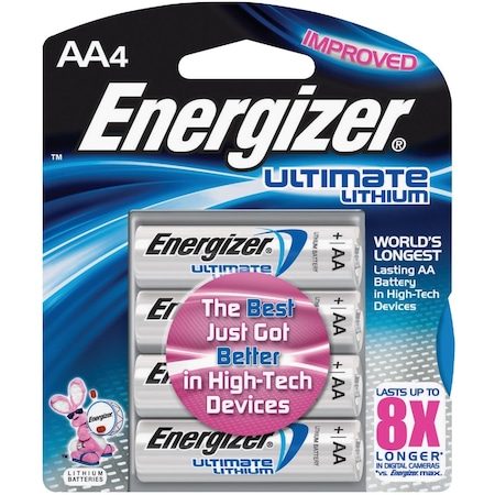 Energizer Ultimate AA Lithium Battery, 4PK L91SBP-4