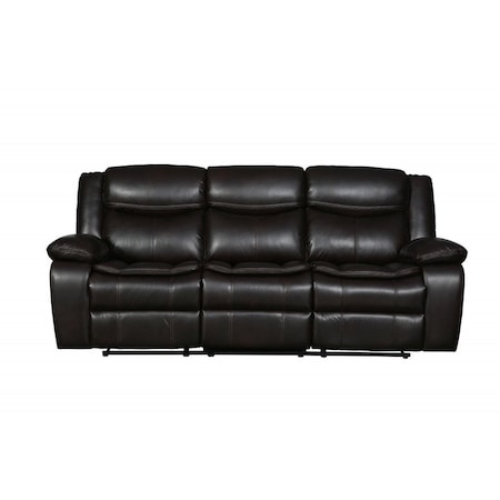 Homeroots 86" Brown Faux Leather Sofa With Black Legs 366304