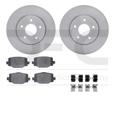Dynamic Friction Co DFC Brake Rotor with 5000 Brake Pads and Hardware Kit 6512-68086