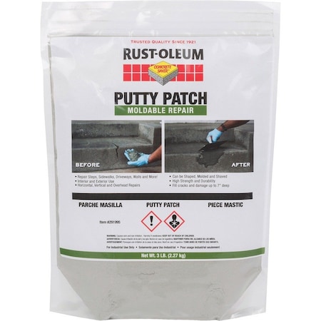Rust-Oleum Patching Compound, 3 lb Container Size, Bag, Putty Patch, Gray 291995
