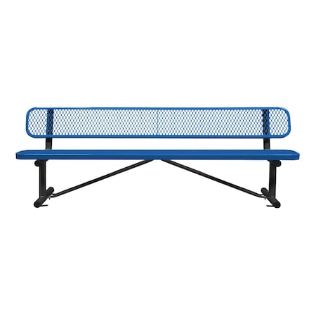 Leisure Craft Bench/Back, Surface Mount, 8ft., Blue B8WBSM-BLUE