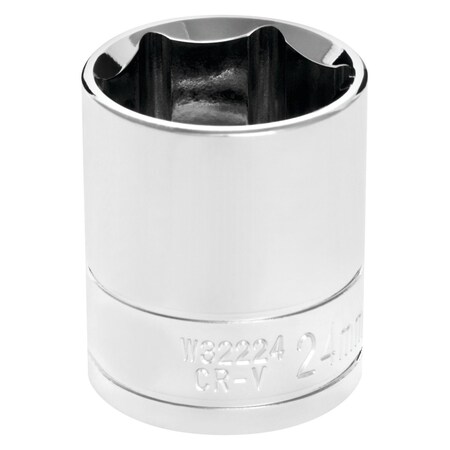 Perform Tool Socket 1/2 In Drive; 24 mm; Metric; 6 Point; Polished Nickel Chrome Plated; Vanadium Alloy Steel W32224