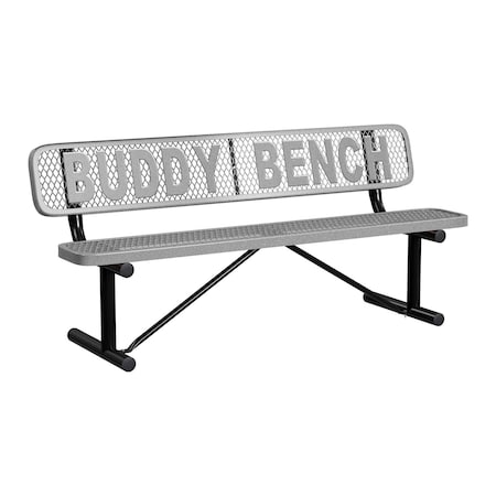 Leisure Craft 6' Personalized Standard Buddy Bench Bench With Back, Expanded Metal, Portable, Granite PB6WBP-GRANITE