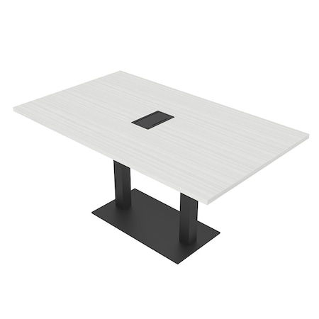 Skutchi Designs Rectangle Conference Table With Power Unit, 36 in W, 60 in L, White HAR-REC-36X60-DOU.BK-WA7976-EBLK