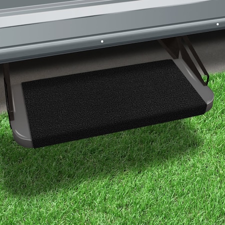 Presto Fit STEPS AND STEP RUGS RV Wrap Around Hook And Spring 18 Inch Width Black Onyx MicroRibbed Textured 2-0314