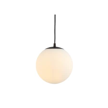 Jonathan Y Bleecker 7.75" Metal/Glass Globe LED Pendant, White/Oil Rubbed Bronze JYL9528B