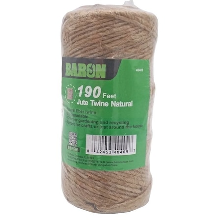 Baron Twine, 1/8 in Dia, 190 ft L, 7 lb Working Load, Natural Fiber, Brown 40409