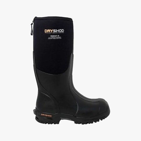 Dryshod Mudcat Rugged Mid-Calf Work Boot, Black, Lightweight, Rubber, Mens Size 13 MDC-MM-BK-013
