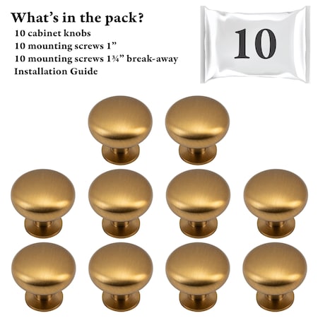 Designperfect 1 3/16 Diameter Mushroom Knob, 10PK DPA10R53KCBZ