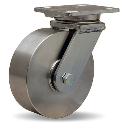 Hamilton Plate Caster, Swivel, SS, 6 in., 1200 lb. S-WHS-6SB
