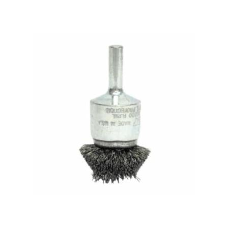 Weiler Stem-Mounted Circular Flared End Brush, Stainless Steel, 1-1/2 in x 0.006 in, 20,000 rpm 804-10045