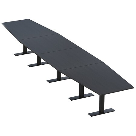 Skutchi Designs 18ft Conference Table With Power Unit | 18 Person Modular Hexagon Meeting Table | Harmony Series HAR-HEX.IR-48X216-T.BK-U999ST19-NA