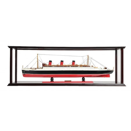 Homeroots 15" Black and Red Solid Wood Hand Painted RMS Queen Mary Large Display Case Model Boat 401877